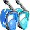 QingSong Full Face Snorkel Mask for Adults, Snorkeling Gear with 1 Camera Mount, 180 Degree Panoramic View Snorkel Set Anti-Fog Anti-Leak