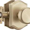 Interior Pismo Doorknobs for Hall, Gold Door Knobs with Camelot Trim, Satin Brass Door Knob with Lock