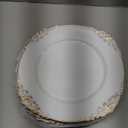 Okllen 12 Pack Plastic Round Charger Plates, 13" Dinner Charger Dessert Plates with Gold Rim, Vintage Charger Serving Plates for Catering, Wedding, Tabletop Decor, White, Floral Trim