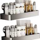 2 Packs Shower Caddy Suction Cup,No-Drilling Removable Bathroom Shower Shelves,Large Capacity Bathroom Organizers and Storage,Wall-Mounted Kitchen and Home Decor (11.8 inch) (Medium)