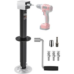 5000 lbs A-Frame Trailer Jack Heavy Duty, 26" Lift, 20-24V Cordless Drill Compatible, for RV, Boat, Yacht & Utility Trailers, with Manual Crank Handle & Weatherproof Cover, Black