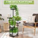 TOSKING 5-Tier Tall Plant Stand Indoor & Outdoor, Anti-Tip Round Base for Pots, Child and Pet Friendly, Heavy Duty Corner Shelf for Multiple Plants, Space-Saving Design for Living Room Balcony Garden (Black, 38in)