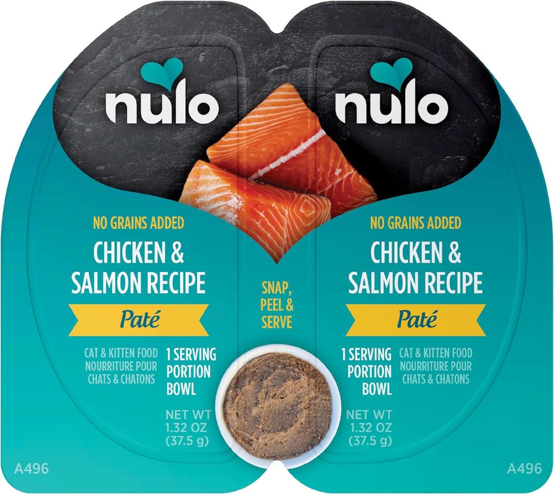 Nulo Split Cup Chicken & Salmon Recipe Grain-Free Pate Wet Cat & Kitten Food, 2.64 Ounce, Case of 10