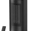 1500W Space Heaters for Indoor Use, PTC Ceramic Electric Heater Fast Heating with Remote, ECO, 59-95F Digital Thermostat, Child Lock, 24H Timer, Oscillating Portable Electric Heater for Large Room (BLACK)