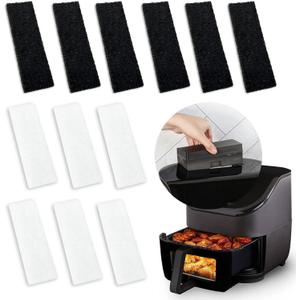12 Pcs Charcoal and Oil Vapor Air Fryer Replacement Filters for 6QT Instant Vortex Plus Air Fryer with ClearCook and OdorErase, Air Fryer Accessories Replacement Odor Erase Air Filters