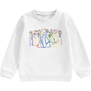 Princess Girls Sweatshirts Magical Long Sleeve Shirt Toddler Holiday Vacation Crewneck Pullover (4-5T, White)