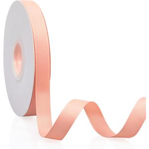 Peach 5/8" X 50 Yards Solid Color Double Faced Grosgrain Ribbon for Gifts Wrapping, Wedding, Party, Crafts, Hair Bows, Flowers, Home DIY Decor, 2 Pack