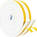 Yotache White Foam Insulation Tape 1/2" x1/2", Rubber Weather Stripping Seal, Total 13 Feet Long (2 X 6.5 Ft Each)