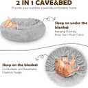 JOEJOY Dog Beds for Small Medium Dogs, Cozy Cuddler Luxury Puppy Pet Bed with Blanket Attached, Donut Round Calming Anti-Anxiety Dog Burrow Cave Bed - Anti-Slip Bottom and Machine Washable 26 inch