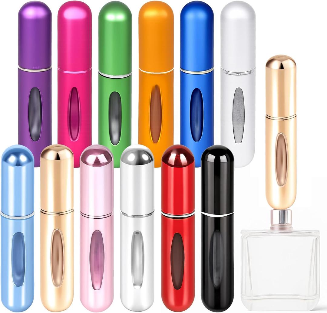 YXGTHGQZ 12 Pack Refillable Perfume Atomizer Spray Bottles for Travel – 5ml Mini Cologne Refillable Bottles, Portable Perfume Sprayers for Women & Men, TSA Approved Family Set for Home and Travel Use