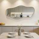 Irregular Wall Mirror, 47"x25" Asymmetrical Aesthetic Mirror with Metal Frame, Modern Organic Shaped Mirrors for Living Room Bedroom Hallway Entryway, Horizontal or Vertical Hanging