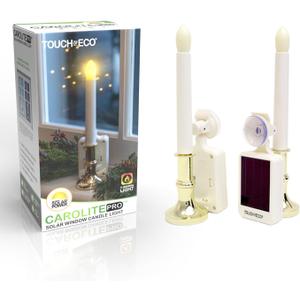 Touch Of ECO Solar LED Flameless Window Candles with Suction Cup Flickering Flame, Holiday Decoration, Auto On at Dusk Off at Dawn,  2 Pack