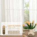 LAMIT Cream Linen Curtains 36 Inch for Windows, Soft Thick Linen Textured Light Filtering Drapes Bronze Gromment Boho Neutral Panels for Basement/Bathroom/Kitchen, 2 Panels, 34 x 36 Inch