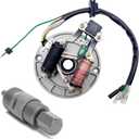 QISF 2 Coil Ignition Magneto Stator Plate for 50 70 90 110 125cc Taotao Kazuma SSR Baja ATV Quad Dirt Kick Bike 4 Wheeler with 24mm&27mm Magneto Flywheel GY6 Puller ATV Scooter Repair Tool