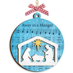 2 x Nativity Christmas Ornaments 2025, Religious Gift for Christians, Faith Friends, Church Members, Wooden Christmas Ornaments for Hanging Decor, Catholic Religious Gifts for Women