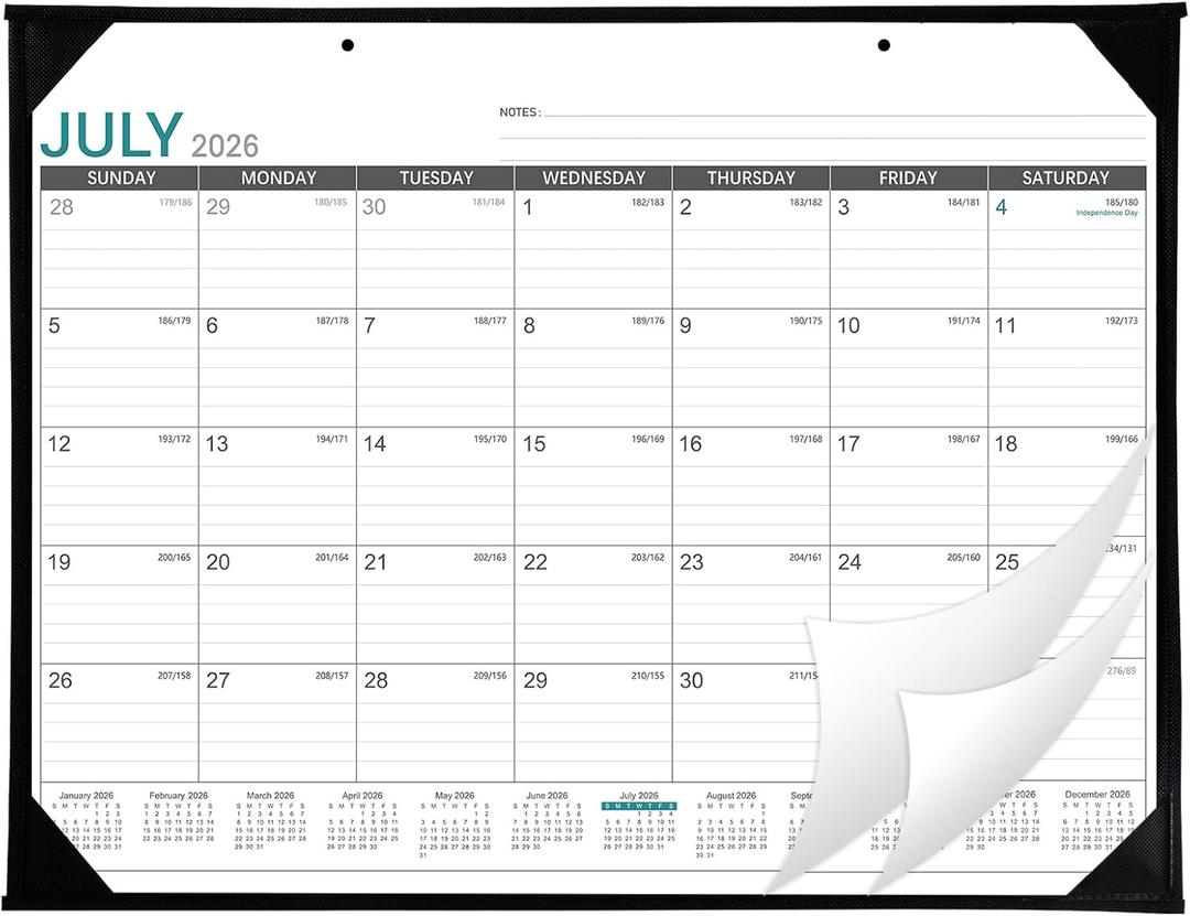 2026-2027 Desk Calendar - Roll Packaging Desk Calendar 2026-2027, Jul. 2026 - Dec. 2027, 22"x17" Desktop Calendar, Corner Protectors (Large)