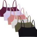 Fruit of the Loom Women's Multi-Pack Spaghetti Strap Cotton Sports Bra (34, Black/Heather Grey/Olive/Purple/Lilac/Dusk)