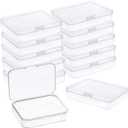 6 Pcs Mini Plastic Storage Containers Box with Lid, 4.5x3.4 Inches Clear Rectangle Box for Collecting Small Items, Beads, Game Pieces, Business Cards, Crafts Accessories
