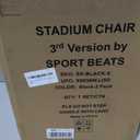 SPORT BEATS Stadium Seats with Back Support Bleacher Chairs with Back and Cushion Thick Padded Bleacher Seats Includes Shoulder Strap Black 2pcs Standard