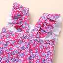 Happy Town One-Piece Infant Toddler Baby Girl Summer Swimsuit Watermelon Leopard Ruffle Swimwear Bikini Bathing Suit (6-12 Months, Purple Floral)