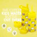 14 OZ Kids Water Bottle with Straw & 2 Lids (Flip & Spout) Leak Proof Metal Insulated Stainless Steel Reusable Tumbler for School & Sports Water Bottle - Yellow (Cat)