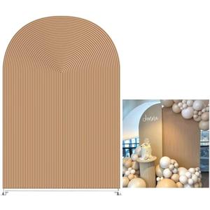KONPON Brown Ripples Arched Frame Fabric Cover for Birthday Partied Double-Sided Stretchy Chiara Backdrops Arched Wall Stands Covers Arch Backdrop Cover 4x7ft (Width=4ft(48inch),Height=7ft(85inch), Hp-465)