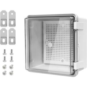 ABS Plastic Dustproof Waterproof IP65 Junction Box Hinged Shell Universal Electrical Project Enclosure Gray, with PC Transparent Clear Cover 5.9 x 5.9 x 3.5inch(150 x150 x90mm)