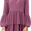 storeofbaby Girls Long Sleeve Dress Casual V Neck Loose Fit Flowy Swing Dresses 4-13 Years (L)