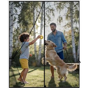 Sunolga 62 x 81 Inch Magnetic Screen Door, Fits Doors Size 60 x 80 Inch, Reinforced Polyester Screen Door Mesh with Full Frame Hook & Loop, Door Screen Magnetic Closure for Hands-Free