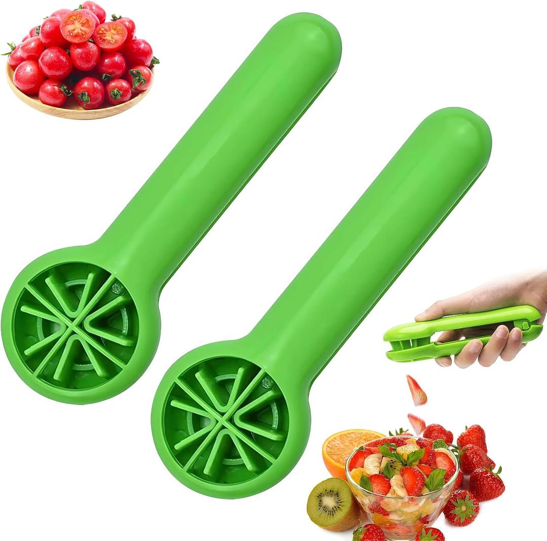 2PC 2026 New Grape Cutter Tool, Fruit Slicer Cuts Grapes, Cherry Tomatoes & Strawberries into 4 Pieces, Handheld Quarter Fruit Cutter Kitchen Gadget for Salad & Snack, BPA-Free
