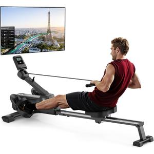 MERACH Foldable Rowing Machines for Home, Magnetic Rowing Machine with 16-Level, Compact Row Saves 20% Space, 350 LBS Load Capacity, Free MERACH App and 1000+ Champion Coaching Course & Games