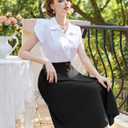 Women A Line Swing Skirt Black Midi Skirt High Waisted Skirts with Pockets Summer Skater XL