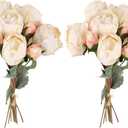 2 Bouquets Peonies Artificial Flowers, Vintage Peonies 18pcs White Fake Flowers for Home Decoration Wedding Decoration Bride Bouquet Silk Peonies for Flowers Crafts Floral Arrangement (White) (Ivory)