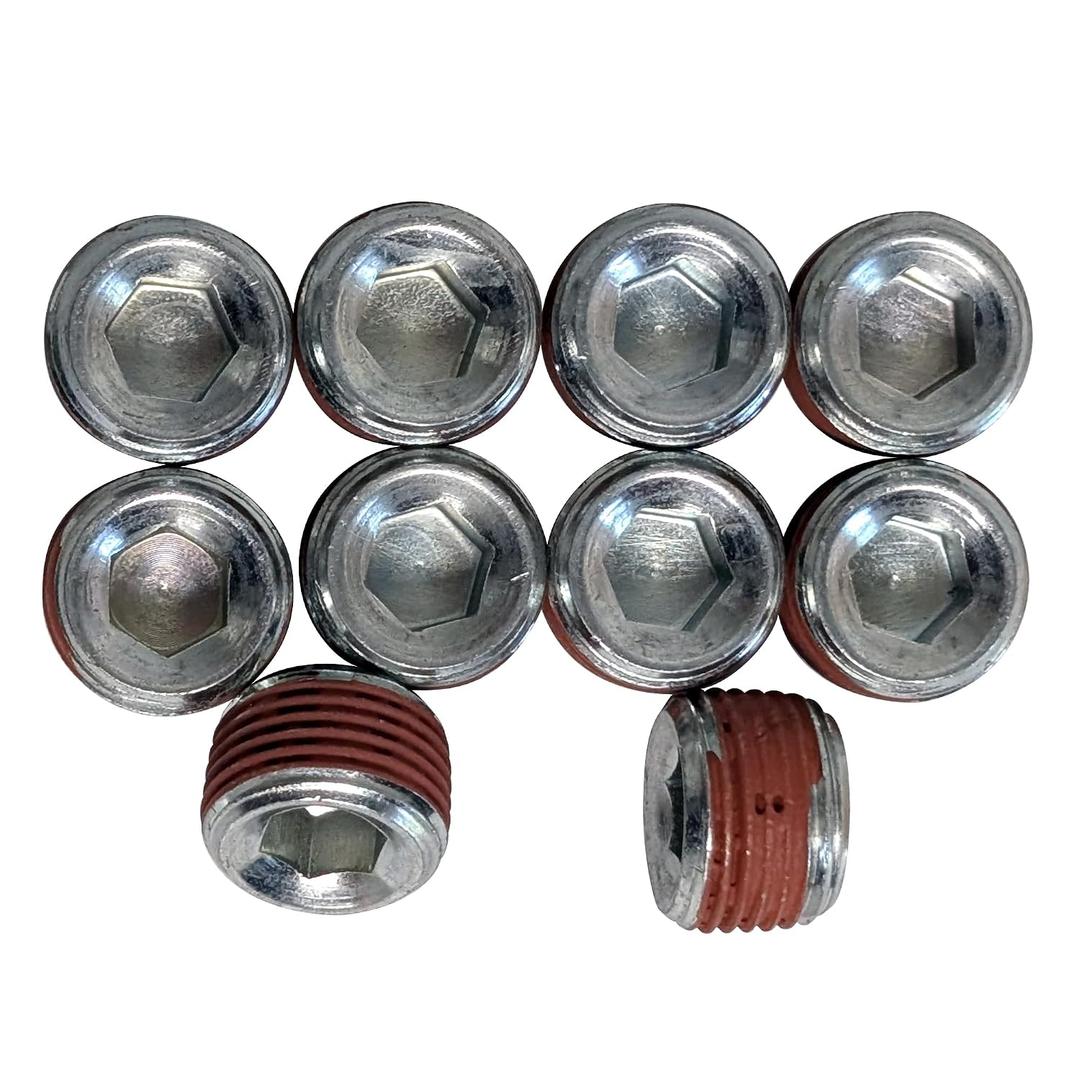 1/4" NPT Pipe Plug, Vibra-Seal Coating | 1/4" X .460” NPT Threaded | Leak-Proof Seal | Durable Performance (10)
