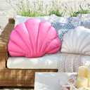 YRXRUS Outdoor Seashell Pillow, Light Blue Shell Pillows, Small 13x10 Inch Waterproof Throw Pillows for Beach Patio Furniture Garden Balcony Couch Home Decorative, Spring Summer Outdoor Gift