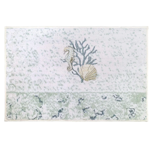 Avanti Linens - Bath Mat, Cotton Bathroom Rug, Sea Inspired Home Decor (Coastal Terrazo Collection, 20" x 30") White