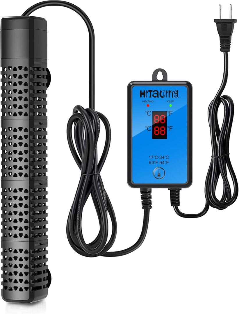 HiTauing Aquarium Heater, Upgraded 300W/500W Fish Tank Heater with Intelligent Leaving Water Automatically Stop Heating and Advanced Temperature Control System, Suitable for Saltwater and Freshwater (500W for 75-135 Gallon)
