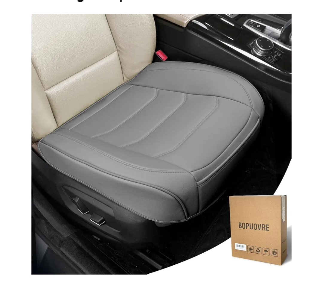 Car Seat Cover for Luxury & Comfort - PU Leather, Anti-Slip, Full Wrap Protection with Storage Pocket for Bottom Cushion - Universal Fit for 95% of Vehicles (Gray,1 Piece)