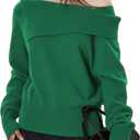 Mokayee Womens Off The Shoulder Asymmetrical Pullover Dressy Casual Sexy Trendy Sweaters (Large)