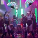 Large Rave Fan UV Glow Hand Fan with Holster for Men Women Disco Party Supplies for Carnival St. Patrick's Day Edm Music Festival Club Rave Accessories(Laser)