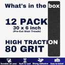 Outdoor Stair Treads Non Slip 30" x 6" 12-Pack Waterproof 80-Grit Grip Strips for Wooden Steps Anti Slip & Anti Skid Step Treads by STEPCORE