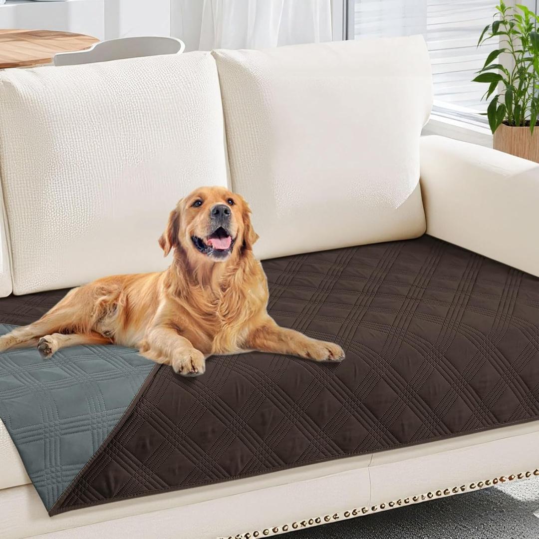 hyha Waterproof Dog Blanket, Reversible Pet Bed Blanket, Soft Sofa Couch Cover for Dogs Washable, Waterproof Pet Couch Covers for Sofa Puppy Cats Furniture Protector(30"x70", Chocolate/Dark Grey)