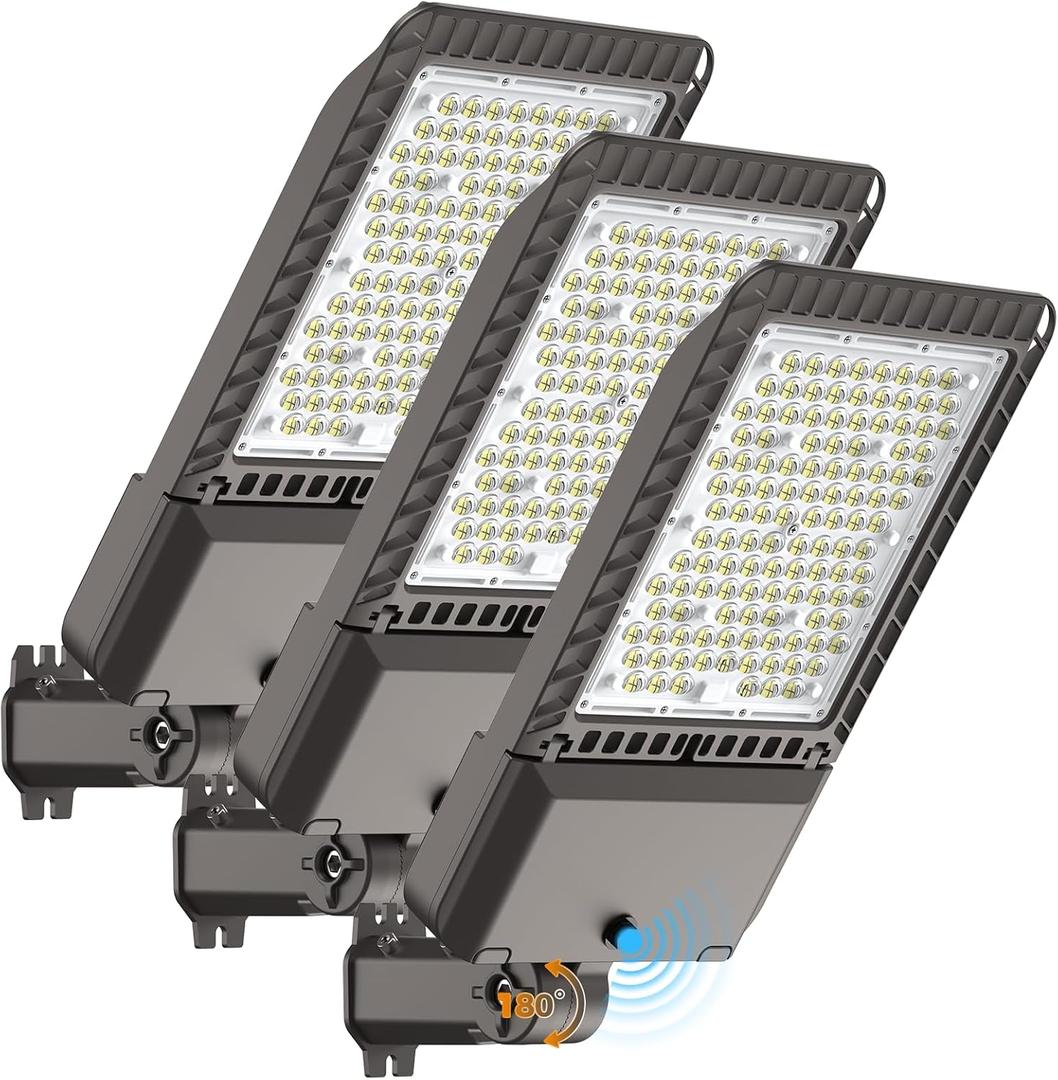 AIKVSXER 340W LED Parking Lot Light 85000LM 6000K Daylight Dusk to Dawn Photocell Commercial Outdoor Lighting, IP65 Waterproof 11 Years Lifespan for Parking Street Yard Garage Warehouse 3 Pack