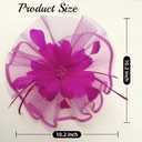 SAFERIN Fascinator for Women Hair Clip Hat Bowler Feather Flower Veil Wedding Party Hat Tea Hat (Pink)
