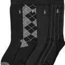 POLO RALPH LAUREN Men's Assorted Pattern Dress Crew Socks (4-Pack) (6-12.5, Black)