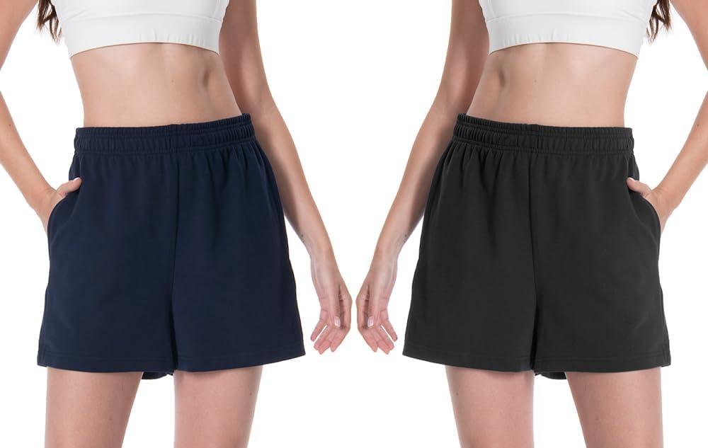 Women's Sweat Shorts Comfy Lounge Running Shorts Gym Summer Casual High Waisted Athletic Shorts with Pockets (S)