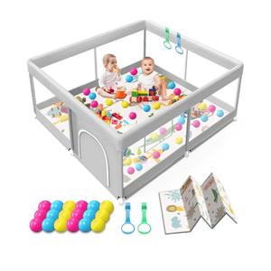 Baby Playpen with Mat, 50x50 Inch Playpen with Mat Waterproof for Babies and Toddlers Play Pen Playards Safety Gate Fence Active Center Indoor