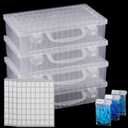 4 Pack 64 Grids Diamond Art Storage, Diamond Art Storage Containers, Bead Organizer with Diamond Painting Accessories Stickers, Beads Organizer for DIY Art Craft Storage