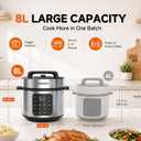 CARORI 8Qt,9-in-1,1200W Electric Pressure Canner, IMD Touchscreen, Non-Stick Pot. Quick, Time-Saving, Healthy. Olla de Presion (Ollas). Safe Venting.Rice,Slow,Steamer, Saut, Warmer, Silver