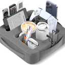 Couch Cup Holder Pillow, Sofa and Bed Caddy for iPad, Kindle, Switch, Game Controller, Remotes, Phones, Small-Sized Cup and Drink Holder for Couch, Bed, Desk, Car, Bathroom Cup Holder, Deep Gray (Medium)